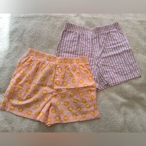 LOT OF 2 - Women’s Pink/Orange Sunburst and Pink/Green Striped Boxer Shorts